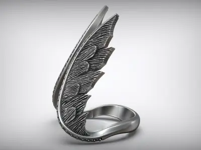 Angel Wings Diamond Oxidized Ring 3D print model