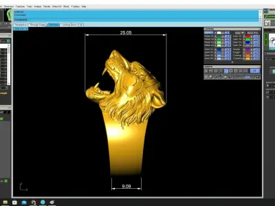 Bold Tiger Head Signet Ring for Men 3609 3D print model