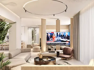Cozy Reception with open kitchen interior scene 3D model 3D model