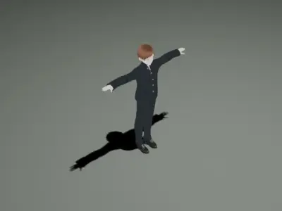 Anime Man Character - Maid Style Low-poly 3D model