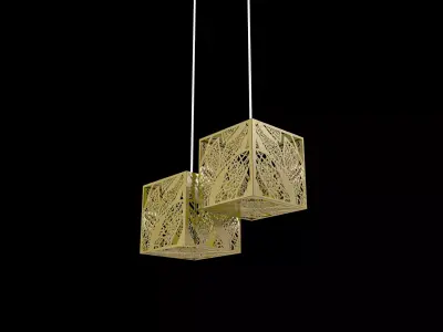 Chandelier 3d pendant light with two cubes hanging from it 3D model