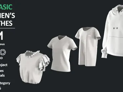 27 Basic women clothes Marvelous clo3d zprj obj fbx 3D model