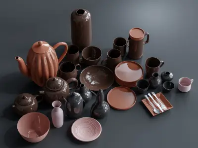 Decorative Porcelain Set 3D model