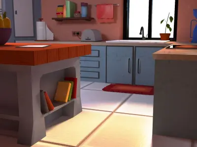 kitchen in computer game 3D model