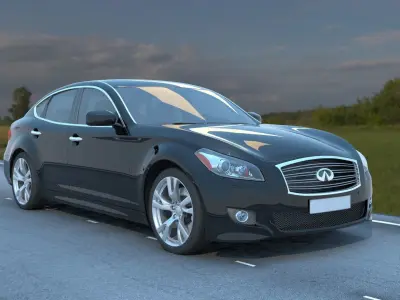 Car d infiniti on road Low-poly 3D model
