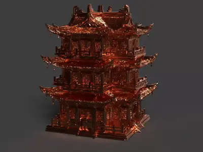 Chinese ancient house   Low-poly 3D model get