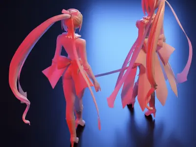 Anime two girls 3D print model