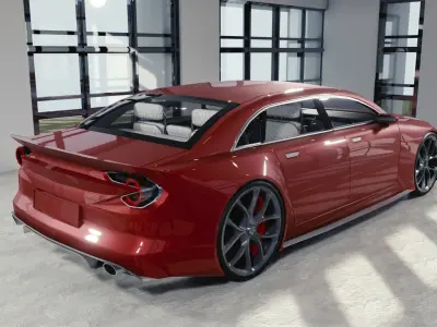 BLENDER EEVEE Brandless Mid Size 4 door sedan Low-poly 3D model