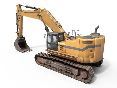 Crawler excavator Low-poly 3D model