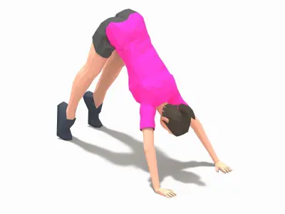 Pike Push Ups Exercise Woman Animation Low-poly 3D model