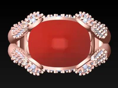 Oval Stone Ring - Womens Rings - GN279 3D print model