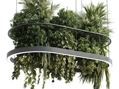 Rectangle pot light pendant - plant light hanging 19 3D model