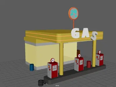 Gas Station Free 3D model