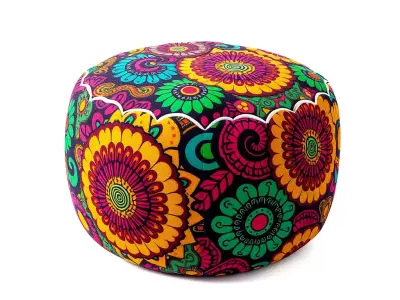 Colorful Patterned Pouf Model Pack Low-poly 3D model