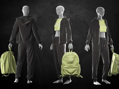 Sport wear and  Backpack  3D model