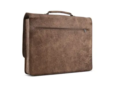 School bag leather Cartable en cuir 3D model