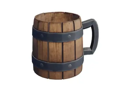 Wooden Mug Low-poly 3D model