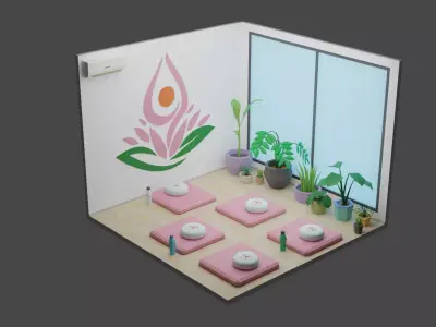 Yoga Room 19 Low-poly 3D model