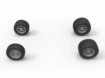 Wheel set of Northeast Dirt Modified stock car Scale 1 to 25 3D print model