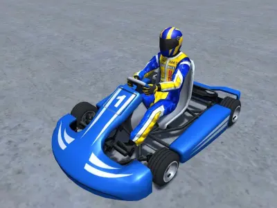 Low Poly Kart With Player 1 Low-poly 3D model
