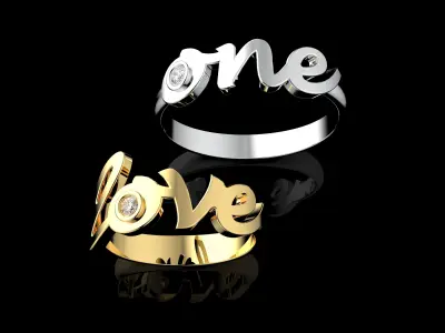 Love and One Rings 3D print model