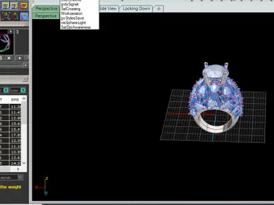luxury silver ring with 118 minimalist round gems 3D print model
