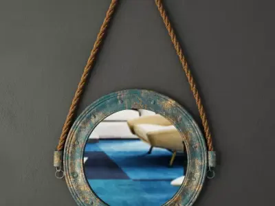 Round Blue Metal Mirror by ZARA HOME 3D model