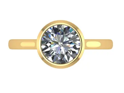 Round Bezel Engagement Ring 3D print model