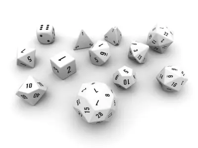 Polyhedral Dice Set - White Low-poly 3D model