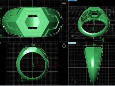 Hexagonal Black Onyx Man Ring 1130 3D print model