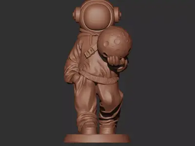 Astronaut Holding the Moon Sculpture Printable 3D print model