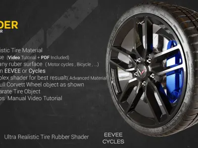 Ultra Realistic Car Tire Shader - Manual video and PDF Tutorial 3D model