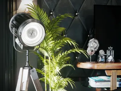 Black Neoclassic interior room 3D model