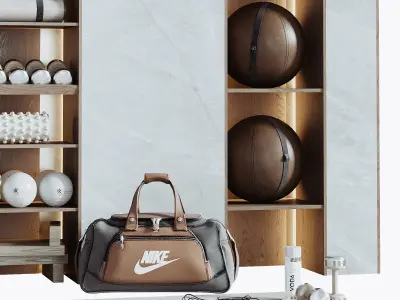 A Rack with gym equipment 03 3D model