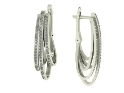 Earrings gold diamond hoop 3D print model