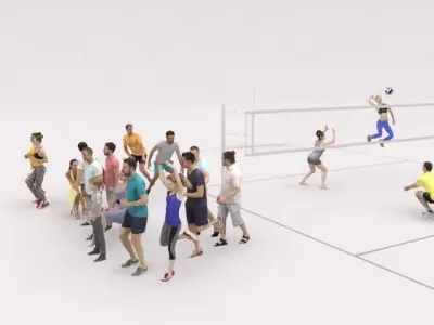 20x LOW POLY SPORT SPORTS SUMMER PEOPLE CROWD Low-poly 3D model