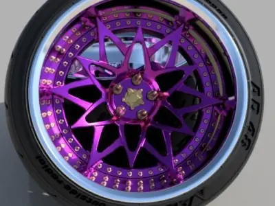 SKF NIKA rims with YOKOHAMA ADVAN tires 1-24 scale 3D print model