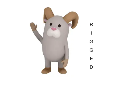 Rigged Cartoon Ram 3D model