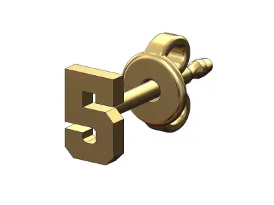 5 five number varsity font stud earring 3D print model