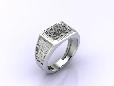 Print Ready STL 3DM  Gents Rings Diamond Men Ring  3D print model 33