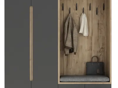 Hallway with clothes and shoes 3D model