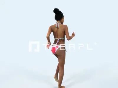 May 05L Running Jogging Beach Sport African American Woman Low-poly 3D model