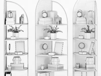 Corner shelving Palazzo with decor 3D model