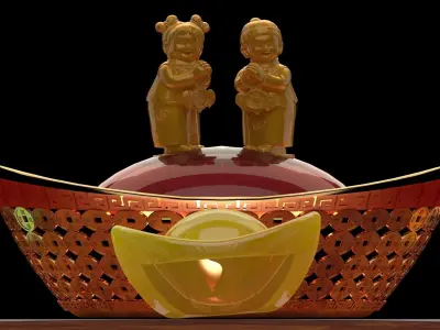 Chinese gold ingot  3D model shop