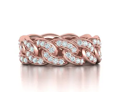 DIAMOND Cuban Link Heavy Chain Ring 9mm Wide 11US Size 3dmodel  3D print model