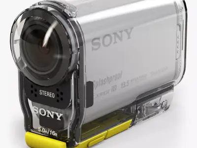 Sony HDR-AS100V action camera with Case Low-poly 3D model