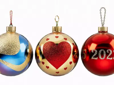 Christmas Ball Baubles kitbash v2 with 18 mesh 3 skin and 5 col 3D model