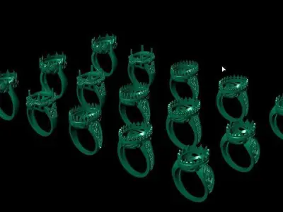 15 Silver ring pack in 5 pattern 3D print model
