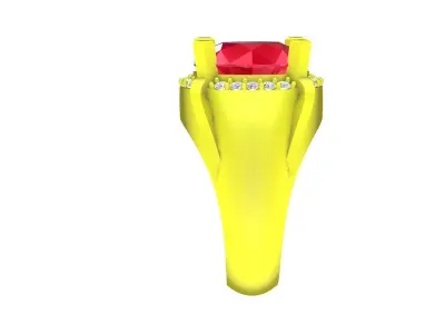 Luxury Round Cut Ruby Halo Ring Design 5011 3D print model