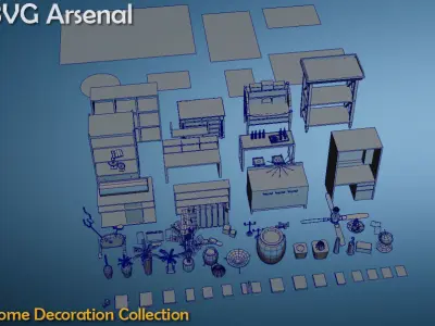 Home Decoration Collection - HQ Low-poly 3D model